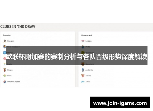 欧联杯附加赛的赛制分析与各队晋级形势深度解读 欧联杯附加赛的赛制分析与各队晋级形势深度解读